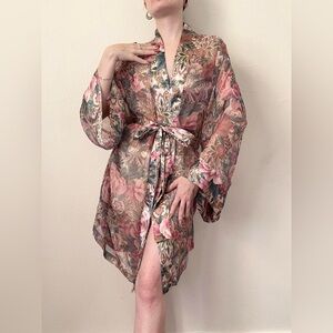 Vintage Victoria’s Secret Gold Label Sheer Romantic Rose and Paisley Robe